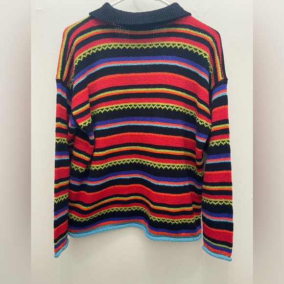 Vintage Express Tricot Sweater Striped Quarter Zip - Picture 2 of 4